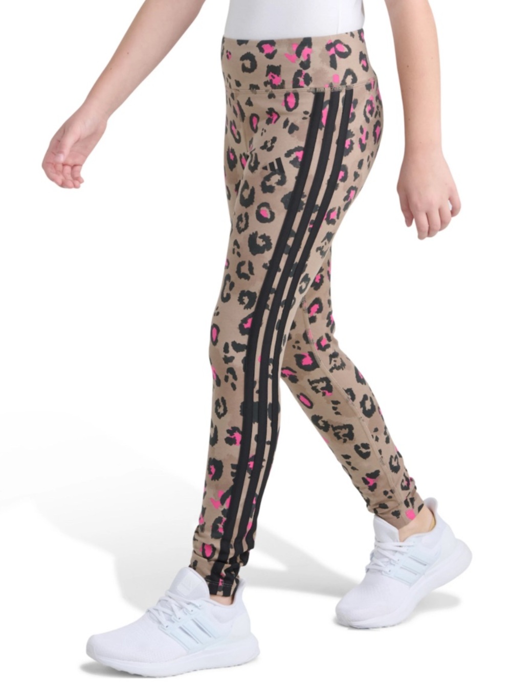Adidas Girls Leopard Print Side Stripe Leggings size 16